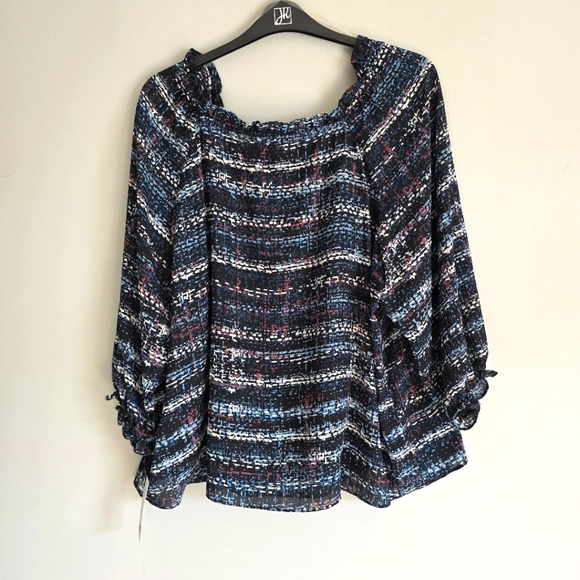 Zac & Rachel Women's Multi-Colored Patterned Ruffle Blouse Sz 2X - Picture 10 of 12